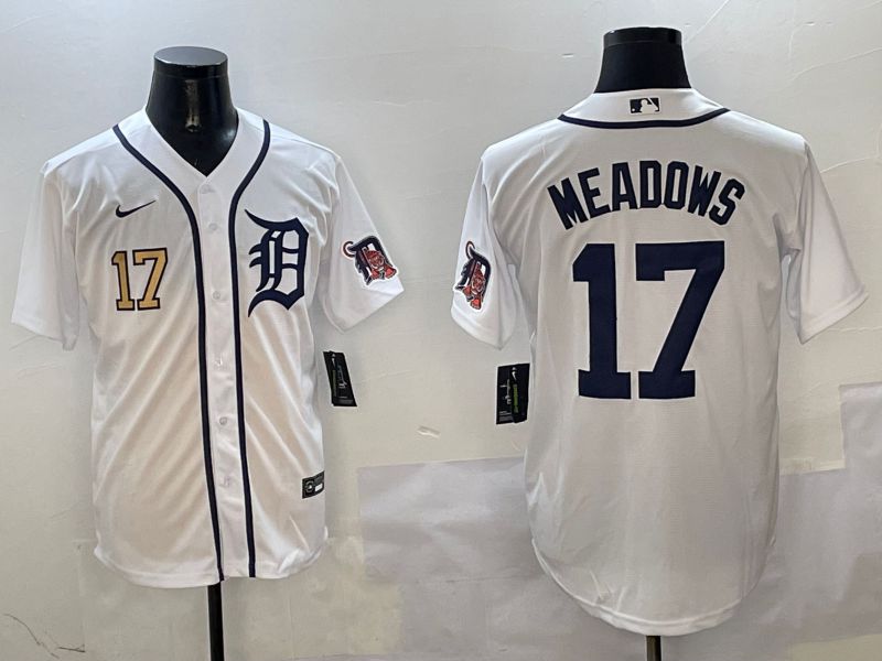Men Detroit Tigers #17 Meadows White Game 2025 Nike MLB Jersey style 3113